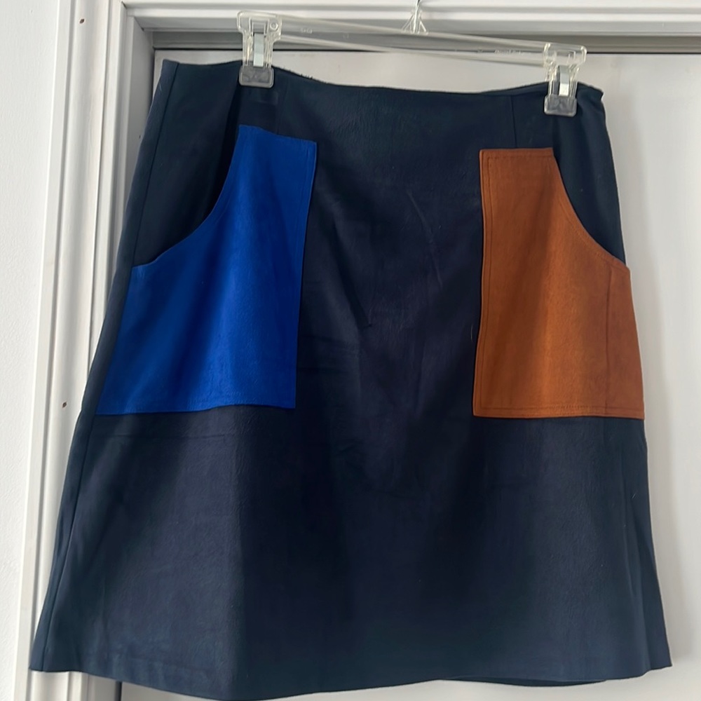 Suede Colorblock Mini Skirt